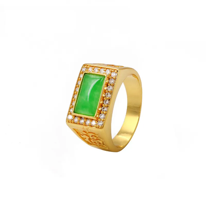 Xuping best selling producten vergulde sieraden jade gouden ring