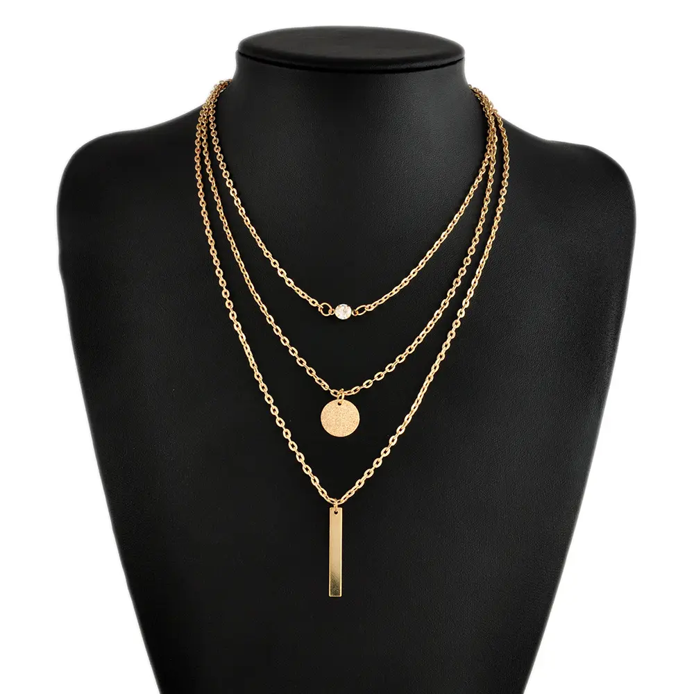 Factory directly selling simple charm Personalized Charm Three Layer Necklace
