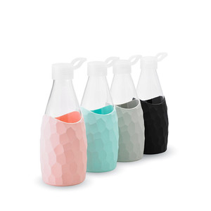 Fancy <strong>Hot</strong> Unique Shaped Custom Girl CHildren 330ml <strong>Mini</strong> Glass Drinking Sports <strong>Water</strong> <strong>Bottle</strong> With Silicone Sleeve - Product Image 2