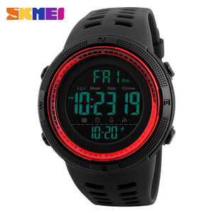 Red and Black chrono men's sport watches dual time countdown clock oem - Product Image 5