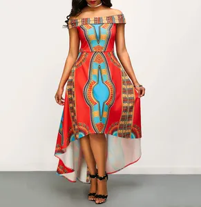 China Supplier High Waist Off the Shoulder African Clothing Women Dashiki Dress Maxi Long