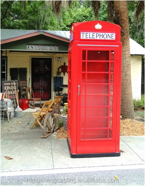 Satılık Botou hengsheng Antika kırmızı kamu telefon kulübesi satılık