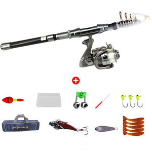 Nouveau Kit Combo de canne à <span class=keywords><strong>pêche</strong></span> télescopique tout-en-un, canne pliable, moulinet, leurres, hameçons, sac, Kit de <span class=keywords><strong>pêche</strong></span> - Product Image 2