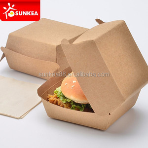 Hamburger marrone in carta Kraft personalizzato estraete la scatola di carta per fast food - Product Image 3