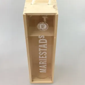 2024 कस्टम लोगो ऐक्रेलिक ढक्कन लकड़ी के पैकेजिंग बॉक्स एकल बोतल लकड़ी वाइन बॉक्स