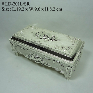 Caja de joyas de Metal con forma grande Rect, con epoxi Beige - Product Image 1