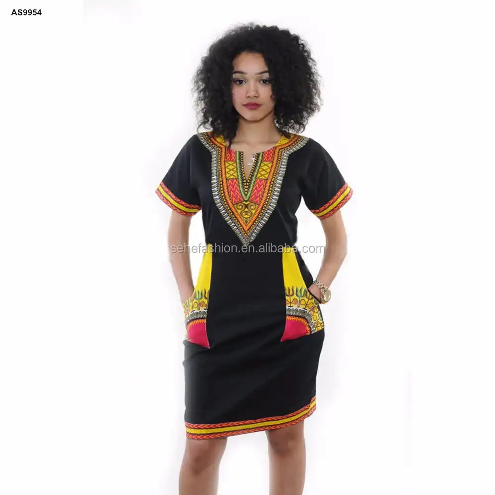 Robe dashiki moulante à imprimé africain pour femmes, 4 couleurs, prix de gros, collection