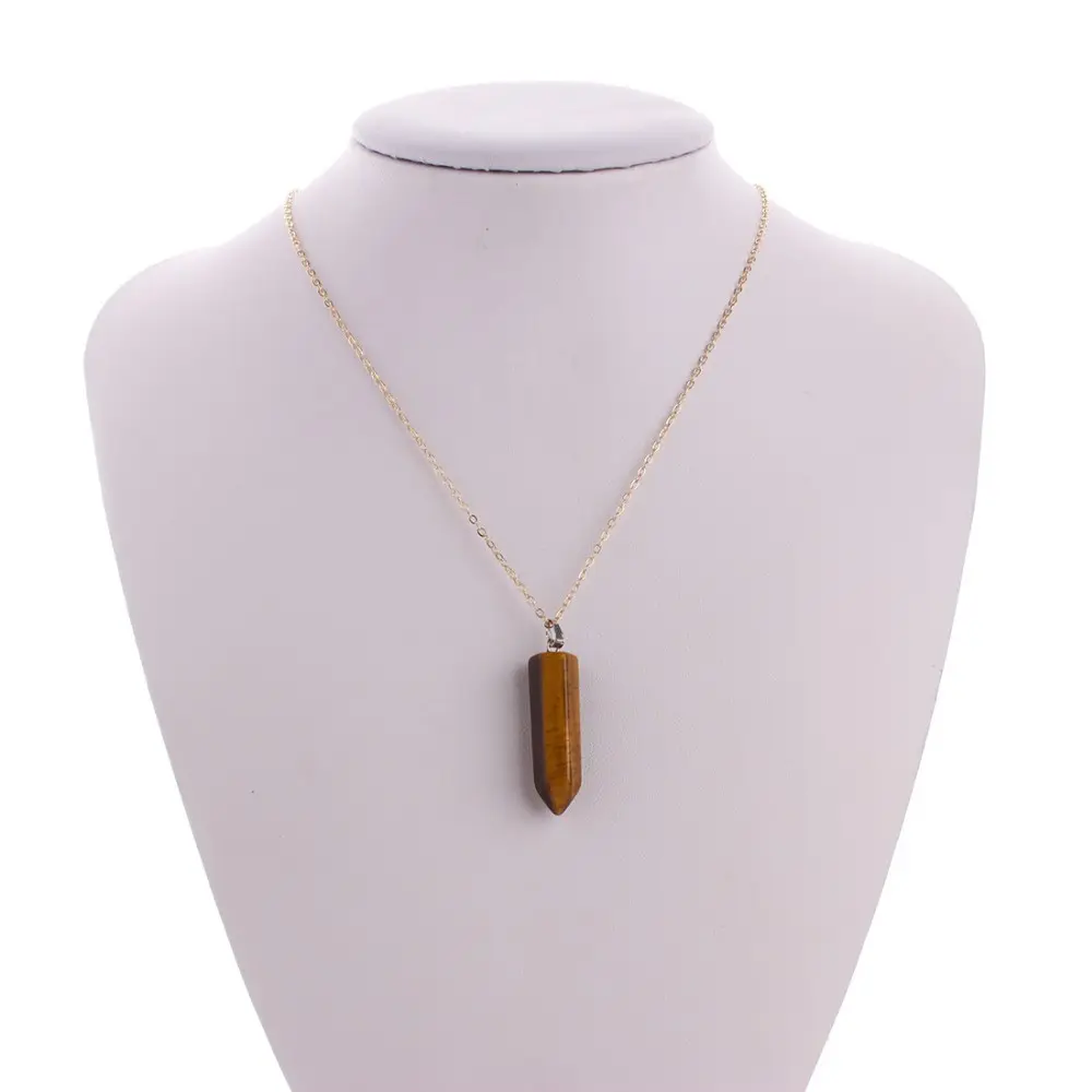 necklace meaning, natural stone bullet pendant necklace tiger eye stone pendant necklace