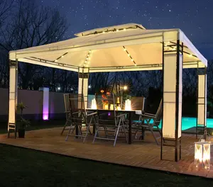 Oxford açık çadır Gazebos güneşlik Pavilion Led aydınlatma ile 3m X 4m