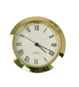 37mm 1 1/2 inch clock insert Mini Clock Quartz Movement Insert Round White Dial Gold Tone Bezel Roman Number