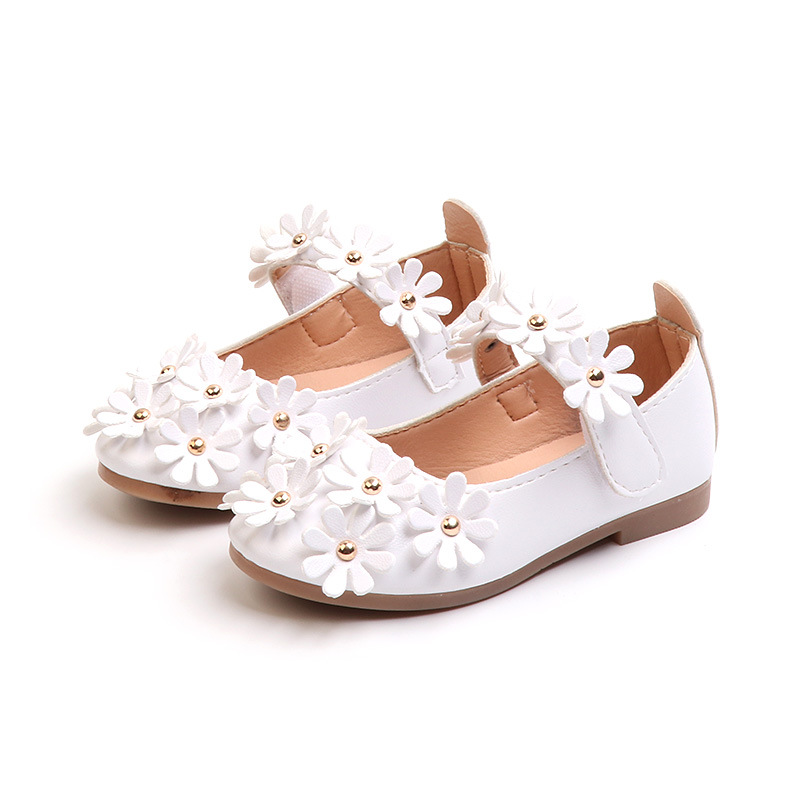 Fashion soft PU princess flower kids girl shoes