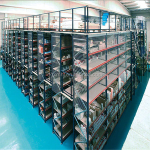 Estantes de almacenamiento de acero multinivel Mracking, estantes de exhibición de suelo de entresuelo de almacén Industrial, accesorio de placa de madera Compatible - Product Image 2