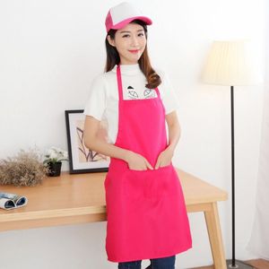 Tag gantung gratis disesuaikan Logo Anda 2 kantong depan celemek masak warna polos, celemek koki dapur - Product Image 6