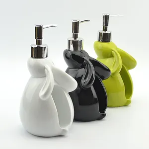 Handmade glazed home accessories Ceramic rabbit Liquid Soap Dispenser