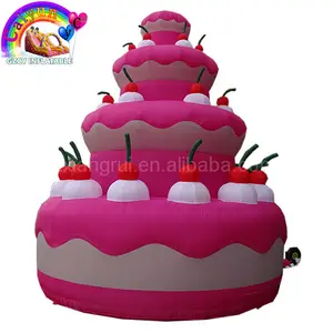 Customized design n logo amazing giant advertising inflatable birthday/christmas cake plastic cakes for sale