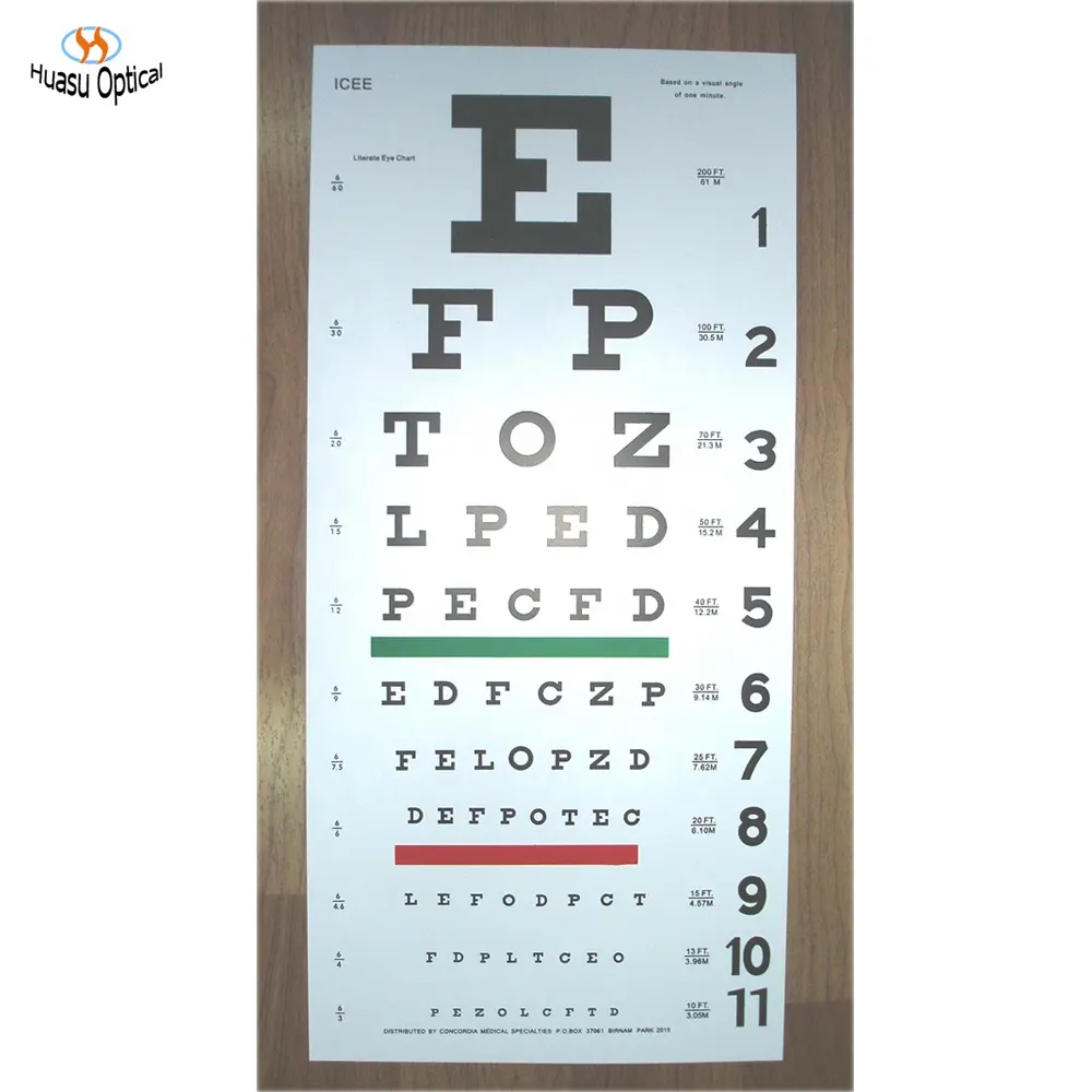 Professionele Optische Pvc Snellen Eye Test Grafiek Gezichtsscherpte 5M Vision Grafieken Testen Afstand Oogheelkundige Gereedschap