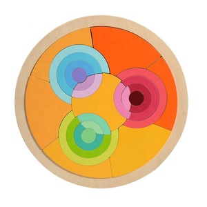 Educativos de madera en forma de cognitiva Arco Iris Montessori rompecabezas Material formas geométricas de Madera Juguetes - Product Image 4