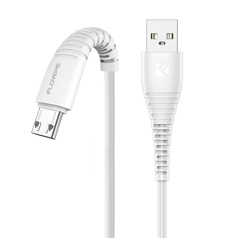 FLOVEME Kabel Usb Mikro Pengisian Ponsel, Kualitas Premium Elastis Tinggi untuk Pengisian Daya Ponsel Android 30Cm