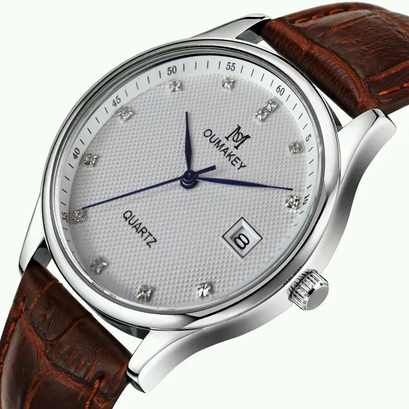 Custom Logo Luxury Mens Watch Chronograph 20mm Brown Strap Leather Vintage Watch