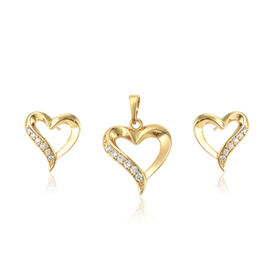 63547 <span class=keywords><strong>Xuping</strong></span> Conjuntos de Joyería Chapados en Oro de 14k, Conjunto de Aretes con Forma de Corazón, Joyería Brasileña de Oro con Diamantes - Product Image 3