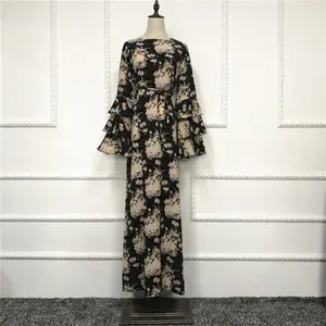 Nueva llegada vestido de impresión Floral de grueso vestido de moda para las mujeres gordas Formal musulmán Songket diseño Baju Kurung