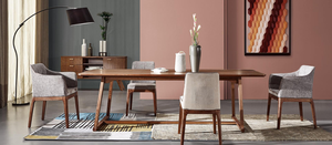 Ensemble <span class=keywords><strong>de</strong></span> table à manger rectangulaire longue en bois <span class=keywords><strong>de</strong></span> style nordique moderne, table à manger en béton pour <span class=keywords><strong>8</strong></span> personnes - Product Image 5