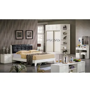 Mobili da camera da letto di lusso moderni letto imbottito testiera Extra lunga letto Extra Large in pelle bianca