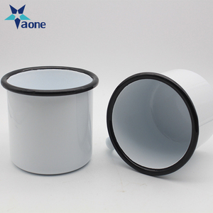 Tasse <span class=keywords><strong>en</strong></span> Émail Personnalisée avec Logo Imprimé, Tasse <span class=keywords><strong>en</strong></span> Métal Blanc Personnalisée, Tasse à Café <span class=keywords><strong>en</strong></span> Émail pour le Camping avec Bord Noir, Cadeaux de Haute Qualité - Product Image 2
