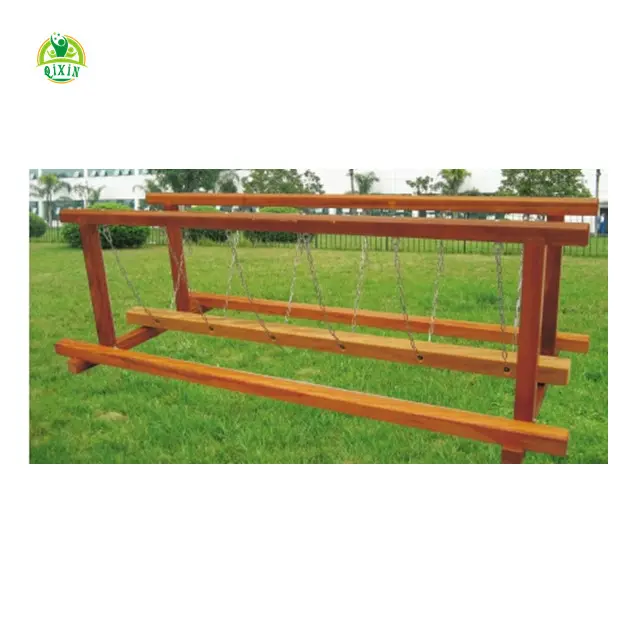 Kindergarten outdoor wooden play equipment/wooden playground bridge QX-078C