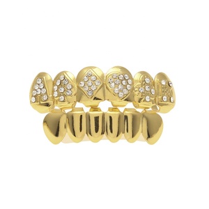 Bijou de Poker en or véritable, grilles de haut et de bas, en cristal et <span class=keywords><strong>diamant</strong></span>, couleur brillante, 40mm - Product Image 3