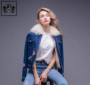 Vente chaude de Haute Qualité Hiver Nouveaux Produits Filles <span class=keywords><strong>Jean</strong></span> Manteau Lady Moutons De Fourrure Denim Veste - Product Image 2