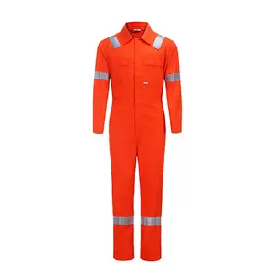 EN11612 ، NFPA2112 100% ملابس قطنية للعمال FR عاكس دائم معطف واقي