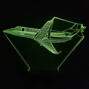 Avião com lâmpada 3d de led, avião acrílico com luz noturna, sensor de toque usb, para meninos e s, para decoração de quarto, lâmpada de mesa