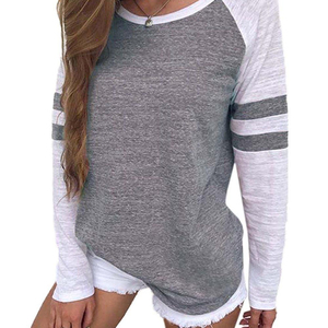 Mujeres de manga larga cuello redondo <span class=keywords><strong>rayas</strong></span> Tops <span class=keywords><strong>camiseta</strong></span> - Product Image 3