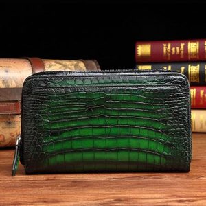 <span class=keywords><strong>Portefeuille</strong></span> en <span class=keywords><strong>cuir</strong></span> d'alligator avec fermeture éclair pour téléphone, fait à la main, longue pochette à main RFID, nouveau, 2020 - Product Image 3