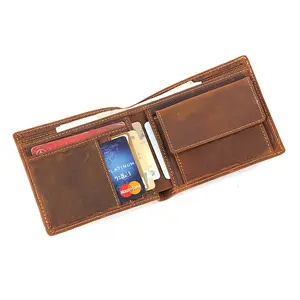 wb135 Genuine Leather RFID Vintage Look Men Wallet with Coin Pouch