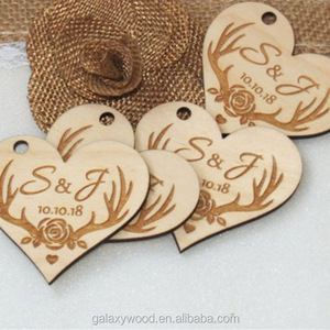 OEM fornitura taglio laser inciso cuore di legno di carta per la cerimonia nuziale - Product Image 3