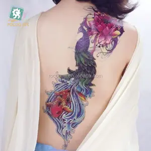 AC-001/di Bellezza Grande Pieno Braccio Posteriore adesivi Corpo Tatuaggio Temporaneo Per Le Donne Fiore di Pavone Pesce Disegni Del Tatuaggio