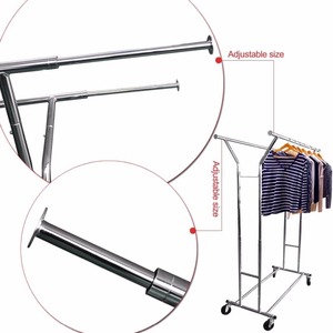 Porte-vêtements à Double Rail Simple, de qualité commerciale et robuste, avec <span class=keywords><strong>roulettes</strong></span>, vente en gros - Product Image 4