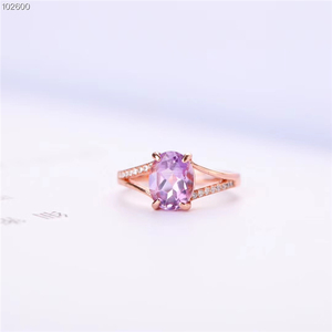 Cincin Amethyst Alami Perak Murni 925 Berlapis Emas 18K Kristal untuk Wanita Perak Murni Thomas Aristotle Thomas Ring - Product Image 4