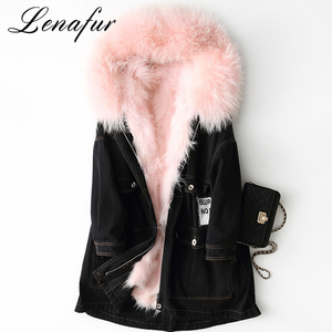 2018 moda joven Venta caliente Morden <span class=keywords><strong>wathet</strong></span> Cuello de piel parkas piel de las mujeres parkas - Product Image 4