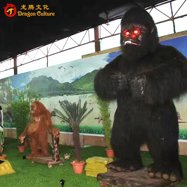 Animatronic personalizado Gorilla King tema Parque de Atracciones zoológico interior simulación Animal modelo para la venta