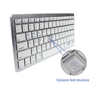 Keyboard Ultra-Tipis dengan Tombol Multimedia untuk Seri iPad/iPhone dan Tablet, Daya Baterai 2xAAA untuk Kantor, Rumah, dan Perjalanan
