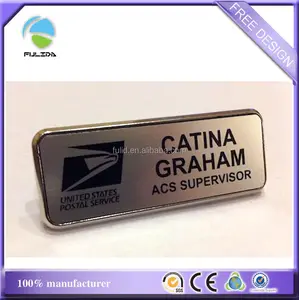 united states postal service office supervisor job title metal silver frame name tag