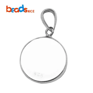 Beadsnice Pendant Blanks Bezel with Bail Solid Sterling Silver Bezel Cabochon Setting Base ID27603