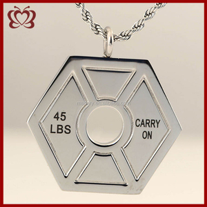 Acier Inoxydable Carré Gym Fitness Charmes 45 <span class=keywords><strong>LBS</strong></span> Poids De Levage Plaque Argent Pierres Précieuses Pendentif Collier Usine - Product Image 4