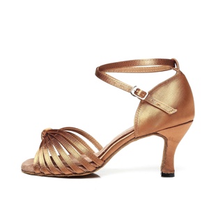 Chaussures de <span class=keywords><strong>danse</strong></span> latine en satin de soie pour femmes, souliers de bonne qualité, doux, 7 côtés noués, L353 - Product Image 2