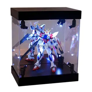 Duidelijke Top Acryl Verlichte Display Case Custom Made Acryl Collection Model Spotlight Display Doos Met Zwarte Basis