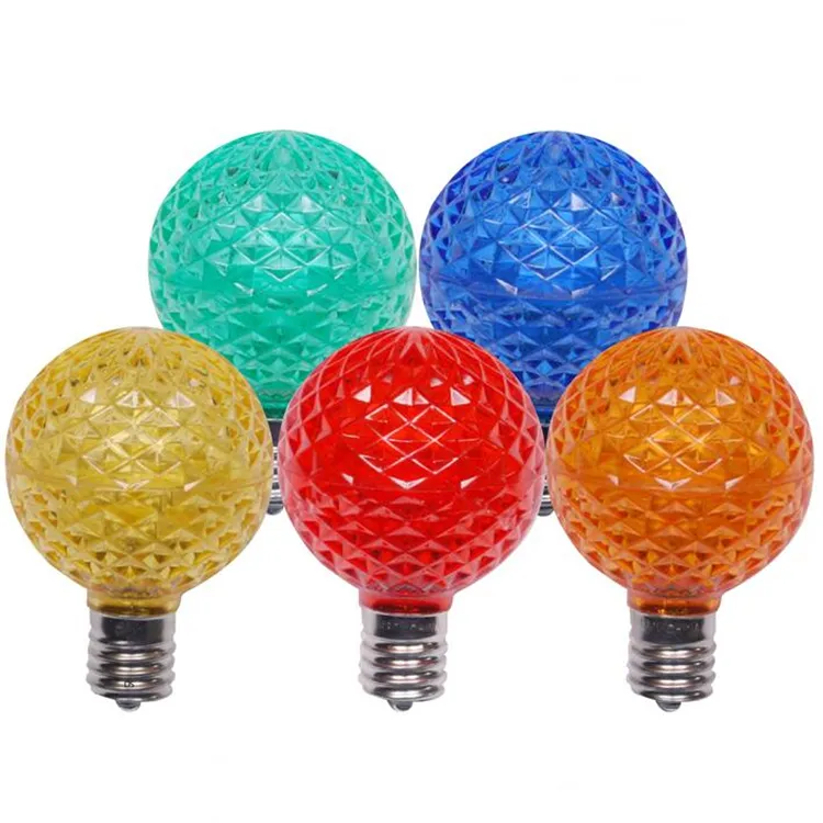 2 Years Warranty Waterproof Faceted LED G50 Multi-Colored Christmas Replacement Bulb For Birthday Party Decor