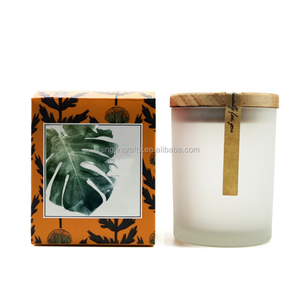 Nero opaco <span class=keywords><strong>bianco</strong></span> supporto di candela di vetro con coperchio <span class=keywords><strong>in</strong></span> <span class=keywords><strong>legno</strong></span>/candela vaso di vetro 300ml 500ml - Product Image 3